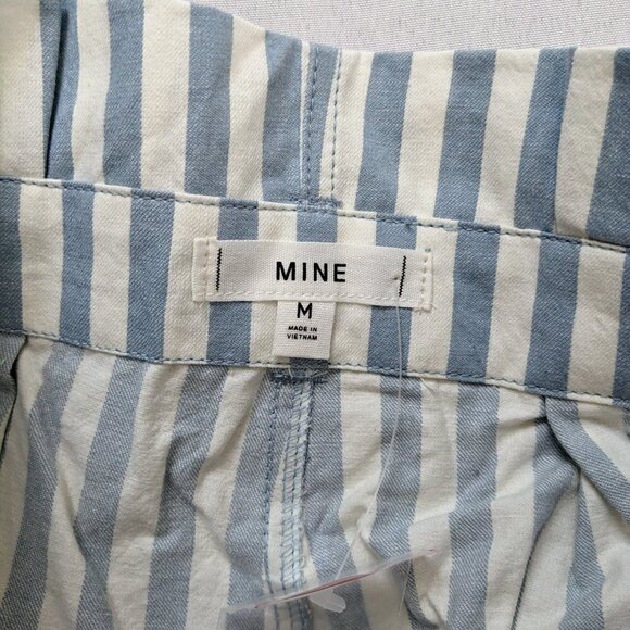 Mine Paper Bag Blue Nautical Striped Shorts Belted Beach Casual Summer Womens M - Picture 4 of 4